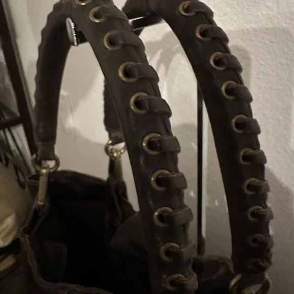 Vintage Ellen Tracy Brown Leather Tote Bag - Braided Handles
